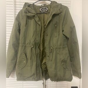 Ambiance Women's Juniors Cargo Hooded Light Parka Jacket